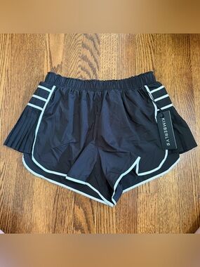 Kimberly Cutesy Boutique Athletic Short Black White Ruffle Size Small, NWT